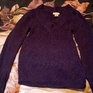 Wool V-Neck  Purple Sweater